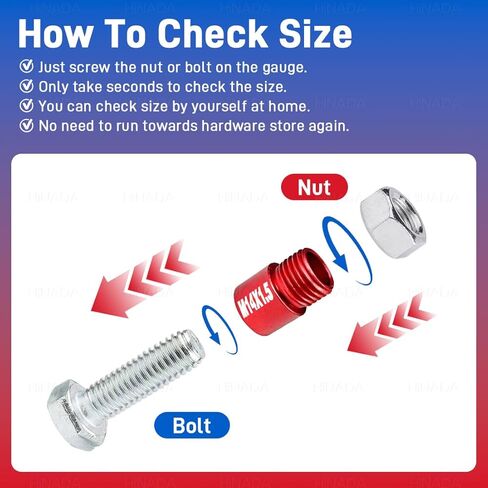 52PCS Nut and Bolt Thread Checker, 28 Inch & 24 Metric Box Set Thread Gauge, Thread Checker Kit in Standard and Metric Suitable for Nut Bolt Size Finder on Tricky and Narrow Area in Kuwait