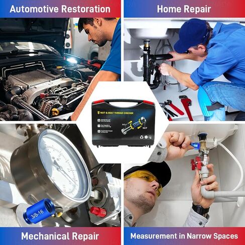 52PCS Nut and Bolt Thread Checker, 28 Inch & 24 Metric Box Set Thread Gauge, Thread Checker Kit in Standard and Metric Suitable for Nut Bolt Size Finder on Tricky and Narrow Area in Kuwait