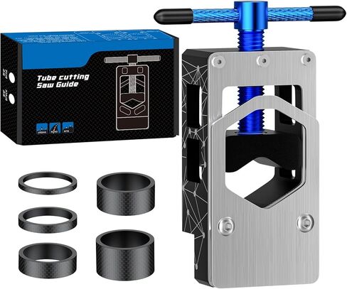 Pawfly Bike Saw Guide for Road Mountain Bike Fork Steerer Seat Post Handlebar, Adjustable Cut Saw Guide with 1-1/8" Carbon Headset Spacers, Carbon Fiber Aluminum Alloy Tube Cutting Tool Cutting Guide in Saudi Arabia