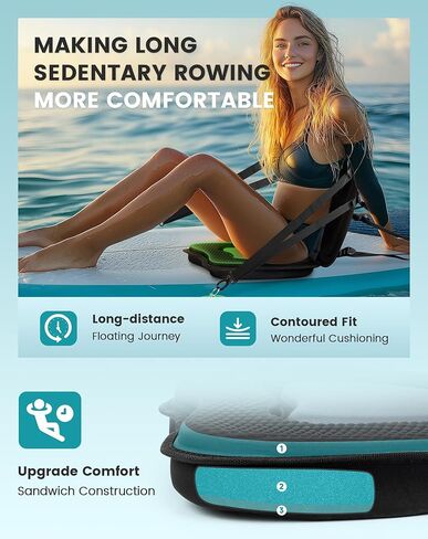 Kayak Seats with Back Support, Paddle Board Seat for Inflatable Boards, 330LBS Capacity Thickened Replacement for Sit on Top Kayak Fishing Canoe in Kuwait