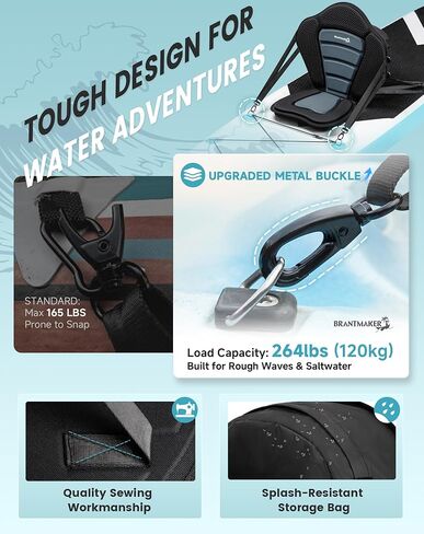 Kayak Seats with Back Support, Paddle Board Seat for Inflatable Boards, 330LBS Capacity Thickened Replacement for Sit on Top Kayak Fishing Canoe in Kuwait
