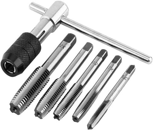 Mesee 6 Pcs Tap Wrench Tool Set, Adjustable T-Handle Tap Holder Wrench with Machine Screw Thread Metric Plug Taps M3 M4 M5 M6 M8 Taps for Metal/Aluminum/Plastic/Wood in Saudi Arabia