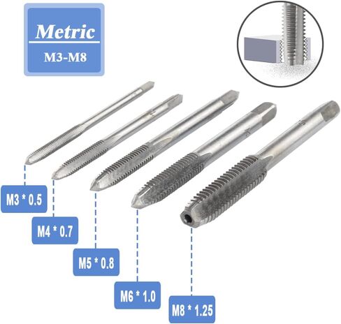 Mesee 6 Pcs Tap Wrench Tool Set, Adjustable T-Handle Tap Holder Wrench with Machine Screw Thread Metric Plug Taps M3 M4 M5 M6 M8 Taps for Metal/Aluminum/Plastic/Wood in Saudi Arabia