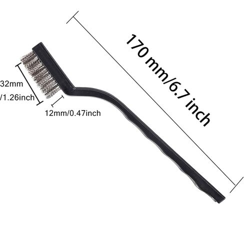 مجموعة فرش سلكية 3 قطع - ستانلس ستيل، فرشاة سلكية للخدش بمقبض منحني لتنظيف خبث اللحام والصدأ والأوساخ (ستانلس ستيل) in Kuwait