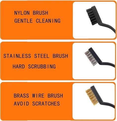 مجموعة فرش سلكية 3 قطع - ستانلس ستيل، فرشاة سلكية للخدش بمقبض منحني لتنظيف خبث اللحام والصدأ والأوساخ (ستانلس ستيل) in Kuwait