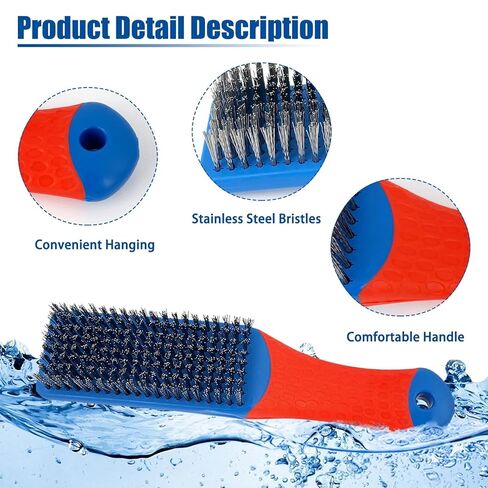 Wire Brushes for Cleaning-Brush for Metal Rust Cleaning, Paint Scrubbing with Rubber Covered Handle(Blue+Red) in Saudi Arabia