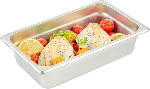 Restaurantware Hotel Pan عدد 1 عدد 1/4 حجم مضاد للمربى 2.5 بوصة قابل للتجميد العميق 24 غطاء وعاء بخار من الفولاذ المقاوم للصدأ مقاس 24 يُباع بشكل منفصل، للاستخدام في المطابخ التجارية والكافيتريات ومناسبات تقديم الطعام in Saudi Arabia