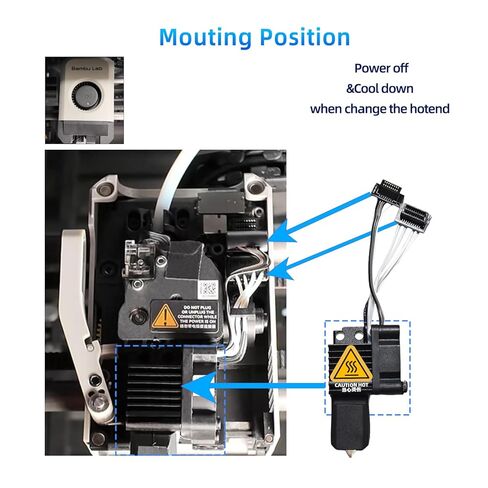 Original Bambuu Lab P1P P1S Hotend Complete Kit, 0.4MM Hardened Steel Nozzle Full Assembly with Fan, Ceramic Heater, Nozzle, Thermistor, Extruder Heating Block Replacement for Bambu Lab P1 3D Printer in Saudi Arabia