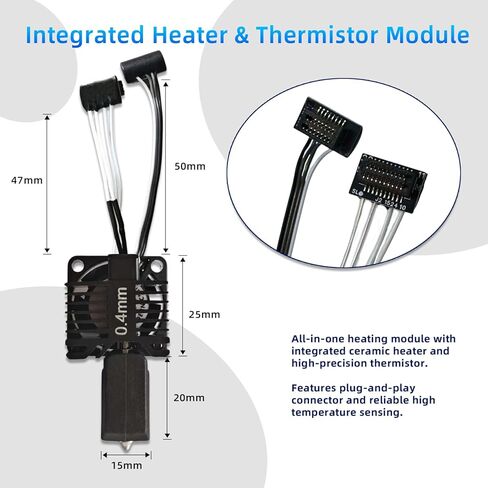 Original Bambuu Lab P1P P1S Hotend Complete Kit, 0.4MM Hardened Steel Nozzle Full Assembly with Fan, Ceramic Heater, Nozzle, Thermistor, Extruder Heating Block Replacement for Bambu Lab P1 3D Printer in Saudi Arabia