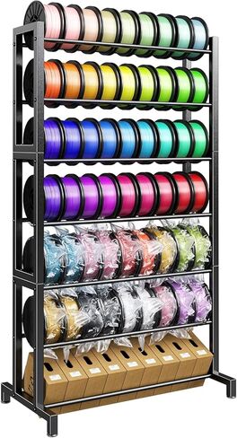 3D Printer Filament Storage Rack 7-Tier, Heavy Duty Large Capacity Filament Organizer Holds up to 63 Spools, Multi-Layer 3D Printing Rolls Shelf for Home, Office Workshop, School (Shelf Only) in Kuwait