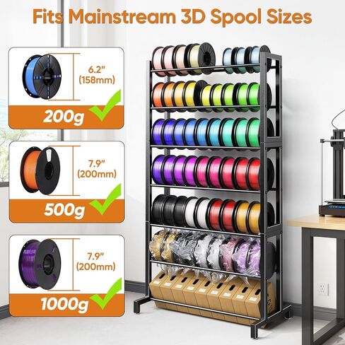3D Printer Filament Storage Rack 7-Tier, Heavy Duty Large Capacity Filament Organizer Holds up to 63 Spools, Multi-Layer 3D Printing Rolls Shelf for Home, Office Workshop, School (Shelf Only) in Kuwait