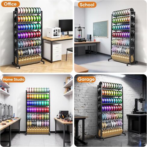 3D Printer Filament Storage Rack 7-Tier, Heavy Duty Large Capacity Filament Organizer Holds up to 63 Spools, Multi-Layer 3D Printing Rolls Shelf for Home, Office Workshop, School (Shelf Only) in Kuwait