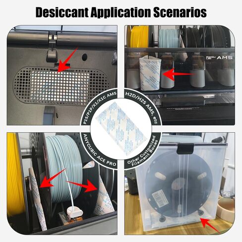 3D Printer AMS Filament Desiccant Pack for Bambu Lab P1S P1P X1 X1C AMS Other Filament Boxes, Moisture Absorber for PLA PETG ABS TPU Filaments, Keep Filaments Dry and Printing Smoothly in Kuwait