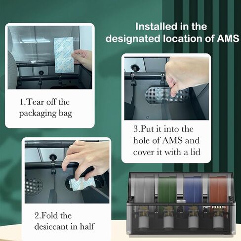3D Printer AMS Filament Desiccant Pack for Bambu Lab P1S P1P X1 X1C AMS Other Filament Boxes, Moisture Absorber for PLA PETG ABS TPU Filaments, Keep Filaments Dry and Printing Smoothly in Kuwait