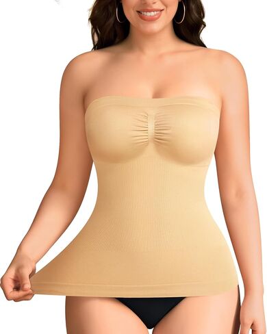 LODAY Strapless Shapewear Tank Tops for Women Compression Tank Top Tummy Control Long Tube Tops Camisoles in Kuwait