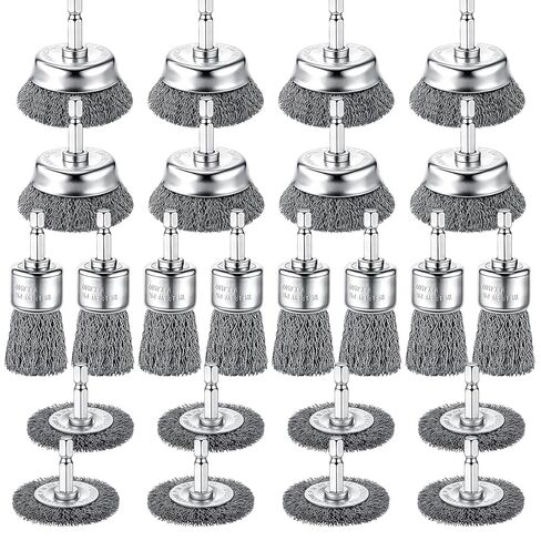Bokon 24 Pcs Wire Brush for Drill Carbon Steel Wire Wheel and Pen Brush Set with 1/4-inch Hex Shank Wires Brushes Drill Attachments for Cleaning Rust Removal Scrub Surfaces Abrasive in Saudi Arabia
