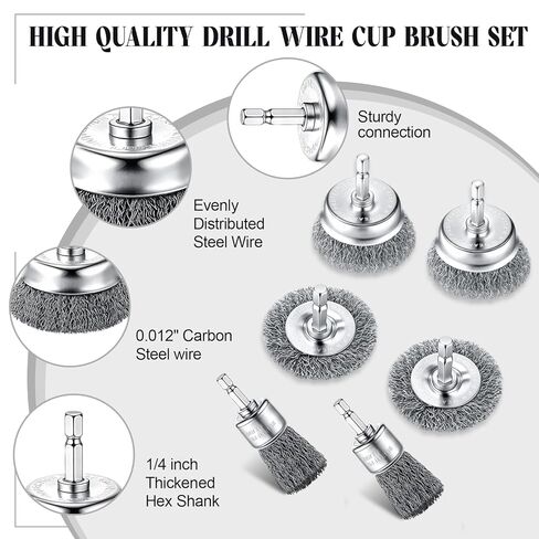 Bokon 24 Pcs Wire Brush for Drill Carbon Steel Wire Wheel and Pen Brush Set with 1/4-inch Hex Shank Wires Brushes Drill Attachments for Cleaning Rust Removal Scrub Surfaces Abrasive in Saudi Arabia