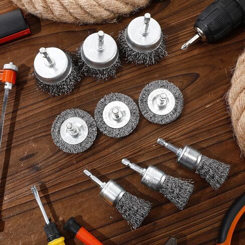 Bokon 24 Pcs Wire Brush for Drill Carbon Steel Wire Wheel and Pen Brush Set with 1/4-inch Hex Shank Wires Brushes Drill Attachments for Cleaning Rust Removal Scrub Surfaces Abrasive in Saudi Arabia