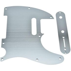 KAISH Metal Aluminum Anodized Tele Pickguard with Metal Control Plate and Screws for American/Mexican Telecaster Silver