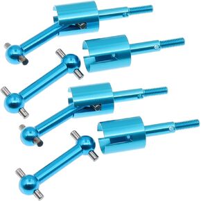 4Pcs Treehobby Aluminum Alloy Drive Shaft Dog Bone Dogbone & Wheel Stub Axle Cup Compatible with Tamiya TT01 TT02 1/10 RC Car Upgrades Parts(Blue)