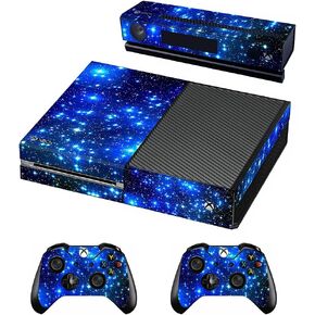 Vinyl Skin for Xbox One Console, Sound Box & Controllers Only, Sticker Decorate and Protect Equipment Surface, Blue Sky Stars
