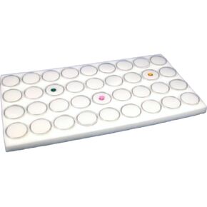FindingKing 36 White Foam Gem Jars Gemstone Storage Display Tray Insert