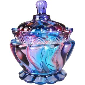 Royal Embossed Clear Glass Apothecary Jar With Lids, Candy Jar Containers Wedding Candy Buffet Jars Crystal Jewelry Box Food Jar 7oz - Pumpkin, Purple