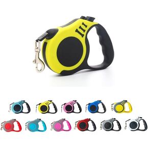 360° Tangle-Free Retractable Automatic Dog Leash | 16 ft Strong Nylon Tape | One-Handed Brake, Pause, Lock (Red, Large)