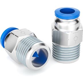 TAILONZ PNEUMATIC Male Straight 1/4 Inch Tube OD x 1/4 Inch NPT Thread Check Valve Through Air Line Quick Insert Check Valve Adapter BSPC1/4-N2 (Pack of 2)