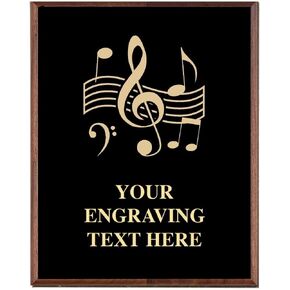 Music Plaques, Custom Engraved Music Note Trophy Plaque Award, Great Customizable Musical Awards Prime