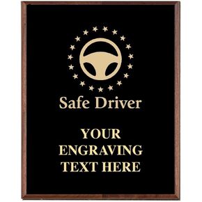 Crown Awards Safe Driver Plaques, Custom Engraved Safe Driving Trophy Plaque Award, Great Customizable Steering Wheel Trophies Prime