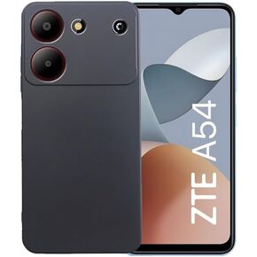 Case for ZTE Blade A54 + Glass Screen Protector Tempered Film - Transparent Silicone Soft Flexible Bumper Shockproof TPU Protective Cover Shell for ZTE Blade A54 (Black)
