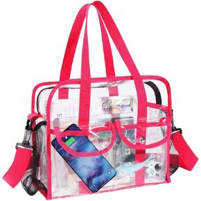 MOFASVIGI Clear Bag Stadium Approved Transparent Waterproof Clear Tote Bags for Work, Sports Games, Concerts,Travel-12 x12 x6