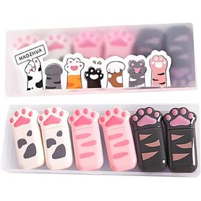 white Corrcetion Tape,6 Pack Mini Japan Corrcetion Tape Pen,with Easy to Use Kawaii Cat Paw Applicator,Cute Stationery Set Kawaii Birthday Gifts set for Back to School Supplies