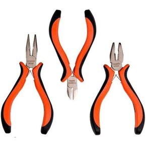 Edward Tools 3 Piece Mini Pliers Set - Pliers for Jewelry Making, Electrical, DIY Projects - Fine Carbon Steel with Nickel Finish - Includes Mini Long Nose Plier, Mini Diagonal Cutting Plier, Mini Com