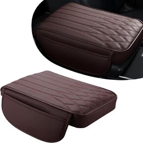 1 Pack Car Center Console Armrest Protective Cover with Pocket, 12.59In x 8.66In x 1.96In Soft Leather Vehicle Armrest Pad, Universal Automotive Decoration for Truck SUV Car (Black)