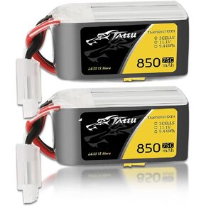 TATTU 11.1V 850mAh 75C 3S LiPo Battery Pack with XT30 Plug for 150 &180 Size Quadcopters