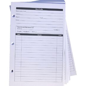 Small Business Client Profile Binder Cards (100 Pack, 5.5 X 8.5 Inches) Client Record Book to log sales order, job tickets and customer information