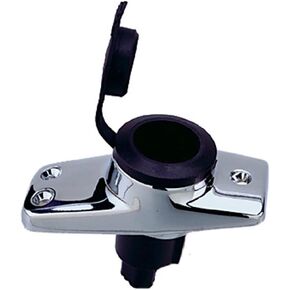 Perko 1059P00DP Chrome-Plated 2-Pin Plug-In Light Base with 16° Rake - 3-3/4" x 1-5/8" Base