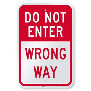 SmartSign 18 x 12 inch “Do Not Enter - Wrong Way" Metal Sign, 63 mil Aluminum, 3M Laminated Engineer Grade Reflective Material, Red and White