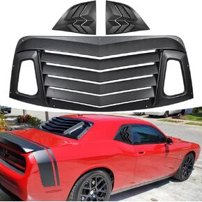 Bonbo Rear+Side Window Louver Fits for Dodge Challenger 2008-2021 Custom Fit Windshield Sun Shade Cover ABS (Matte Black)