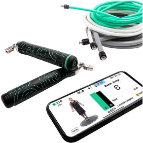 AMP Smart Jump Rope Set with 1/4 LB, 1/2 LB & 1LB Jump Ropes – Bluetooth-Connected, High-Intensity Jump Rope Fitness Training for High Calorie Burn and Cardio - Membership Required