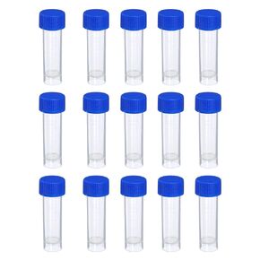 PATIKIL 5mL Plastic Test Tubes, 15 Pack Frozen Container Storage Blue Screw Cap for Lab Laboratory Science, Clear