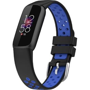 NINKI Compatible Sport Fitbit Luxe Bands for Women Silicone (Black+Red),Soft Breathable Strap Bracelet Cute Small Fitbit Luxe Replacement Bands for Fitbit Luxe Watch Band Waterproof Men Large Girl