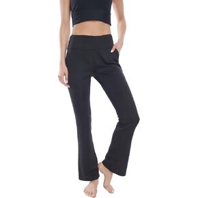 Comfortable Athleisure Bootcut Pants with Pockets Travel Yoga Gym Lounge wear,Color Black Easy to Cut Made in USA