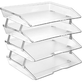 Acrimet Facility 4 Tier Letter Tray Side Load, Desktop File Organizer, Plastic (Clear Crystal Color)