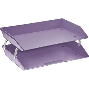 Acrimet Facility 2 Tier Letter Tray Side Load, Desktop File Organizer, Plastic (Solid Purple Color)