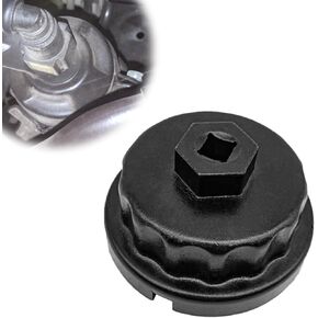 64mm Aluminum Oil Filter Wrench Cap Removal Tool, Compatible with RAV4, Highlander Toyota, Lexus, Camry, Scion, 2.5-5.7L Engines, Black