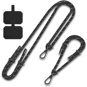 MAXCURY Phone Lanyard, 1× Adjustable Neck Strap,1× Wrist Strap, 2× Pads, Universal Crossbody Cell Phone Lanyards, Detachable Nylon Phone Lanyards Compatible with Most Smartphones (Grey)
