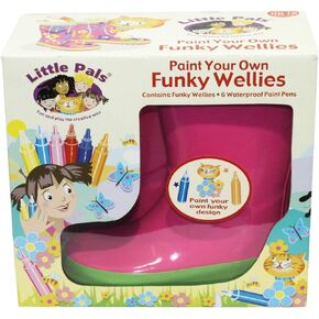 Tierra Garden 7-LP417 Little Pals Kids Paint Your Own Wellies Rain Boots, Green with Blue Trim, Kids US Size 9.5